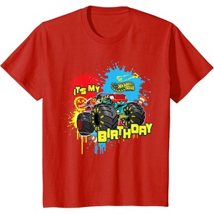 image:imageKids Hot Wheels Monster Trucks  Its My Birthday Paint Splatter TShirtRed