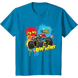 image:imageKids Hot Wheels Monster Trucks  Its My Birthday Paint Splatter TShirtSapphire Blue