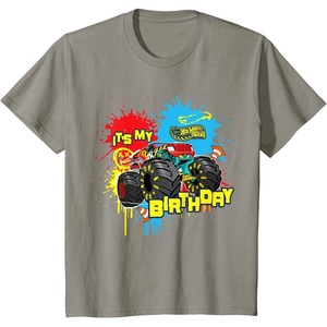 image:imageKids Hot Wheels Monster Trucks  Its My Birthday Paint Splatter TShirtSlate Grey