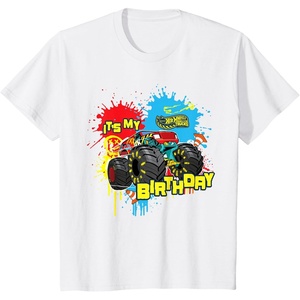 image:imageKids Hot Wheels Monster Trucks  Its My Birthday Paint Splatter TShirtWhite