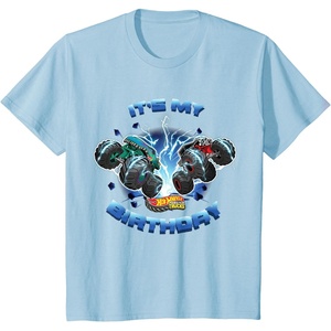 image:imageKids Hot Wheels Monster Trucks  Its My Birthday Smash and Crash TShirtBaby Blue