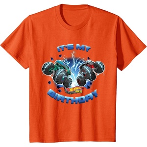 image:imageKids Hot Wheels Monster Trucks  Its My Birthday Smash and Crash TShirtOrange