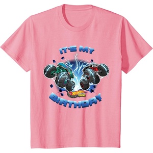 image:imageKids Hot Wheels Monster Trucks  Its My Birthday Smash and Crash TShirtPink