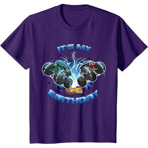 image:imageKids Hot Wheels Monster Trucks  Its My Birthday Smash and Crash TShirtPurple