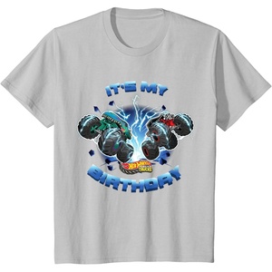 image:imageKids Hot Wheels Monster Trucks  Its My Birthday Smash and Crash TShirtSilver Grey