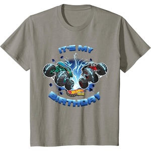 image:imageKids Hot Wheels Monster Trucks  Its My Birthday Smash and Crash TShirtSlate Grey