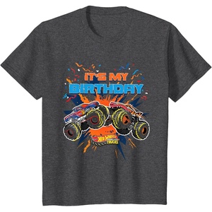 image:imageKids Hot Wheels Monster Trucks  Its My Birthday TShirtDark Heather Grey