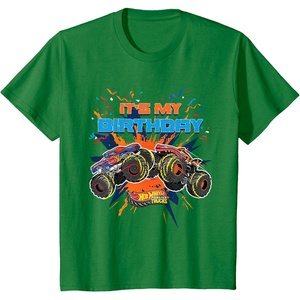 image:imageKids Hot Wheels Monster Trucks  Its My Birthday TShirtKelly Green