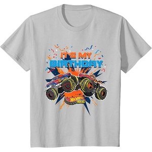 image:imageKids Hot Wheels Monster Trucks  Its My Birthday TShirtSilver Grey