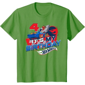 image:imageKids Hot Wheels Race Team Its My 4th Birthday TShirtGrass Green
