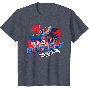 image:imageKids Hot Wheels Race Team Its My 4th Birthday TShirtHeather Blue