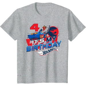 image:imageKids Hot Wheels Race Team Its My 4th Birthday TShirtHeather Grey