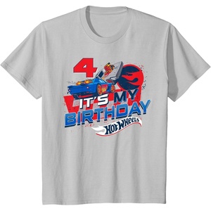 image:imageKids Hot Wheels Race Team Its My 4th Birthday TShirtSilver Grey