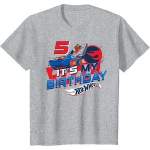 image:imageKids Hot Wheels Race Team Its My 5th Birthday TShirtHeather Grey