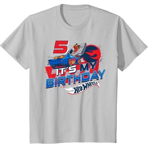 image:imageKids Hot Wheels Race Team Its My 5th Birthday TShirtSilver Grey