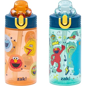 image:imageZak Designs Hot Wheels Sage 16oz LeakProof Straw Kids Water Bottle 2PackElmo  Friends