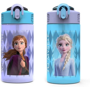 image:imageZak Designs Hot Wheels Sage 16oz LeakProof Straw Kids Water Bottle 2PackElsa  Anna Frozen 2