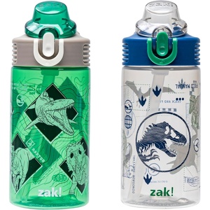 image:imageZak Designs Hot Wheels Sage 16oz LeakProof Straw Kids Water Bottle 2PackJurassic World Green and Blue