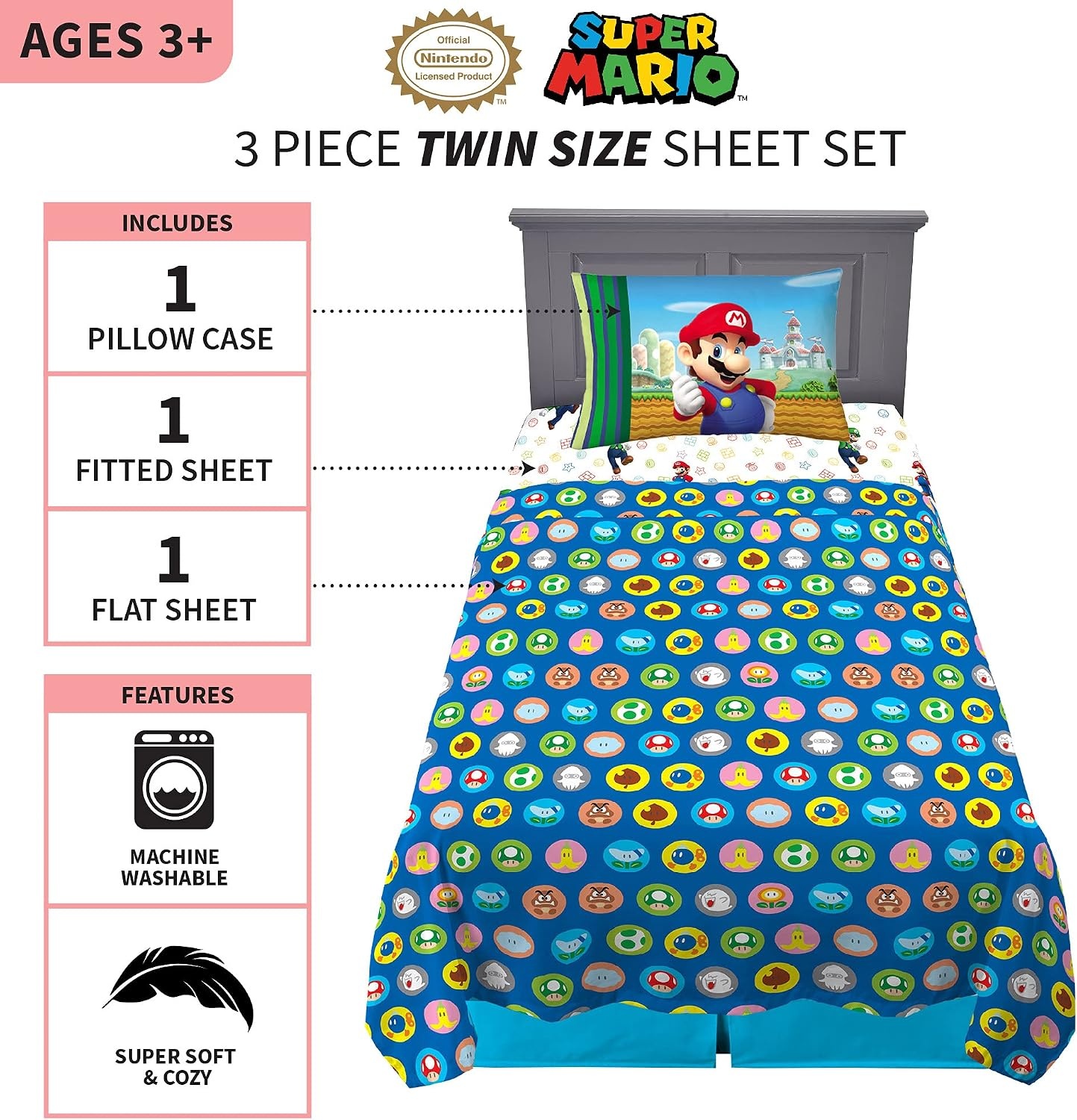 image:imageFranco Kids Bedding Super Soft Sheet Set 4 Piece Full Size Hot WheelsMulticolored