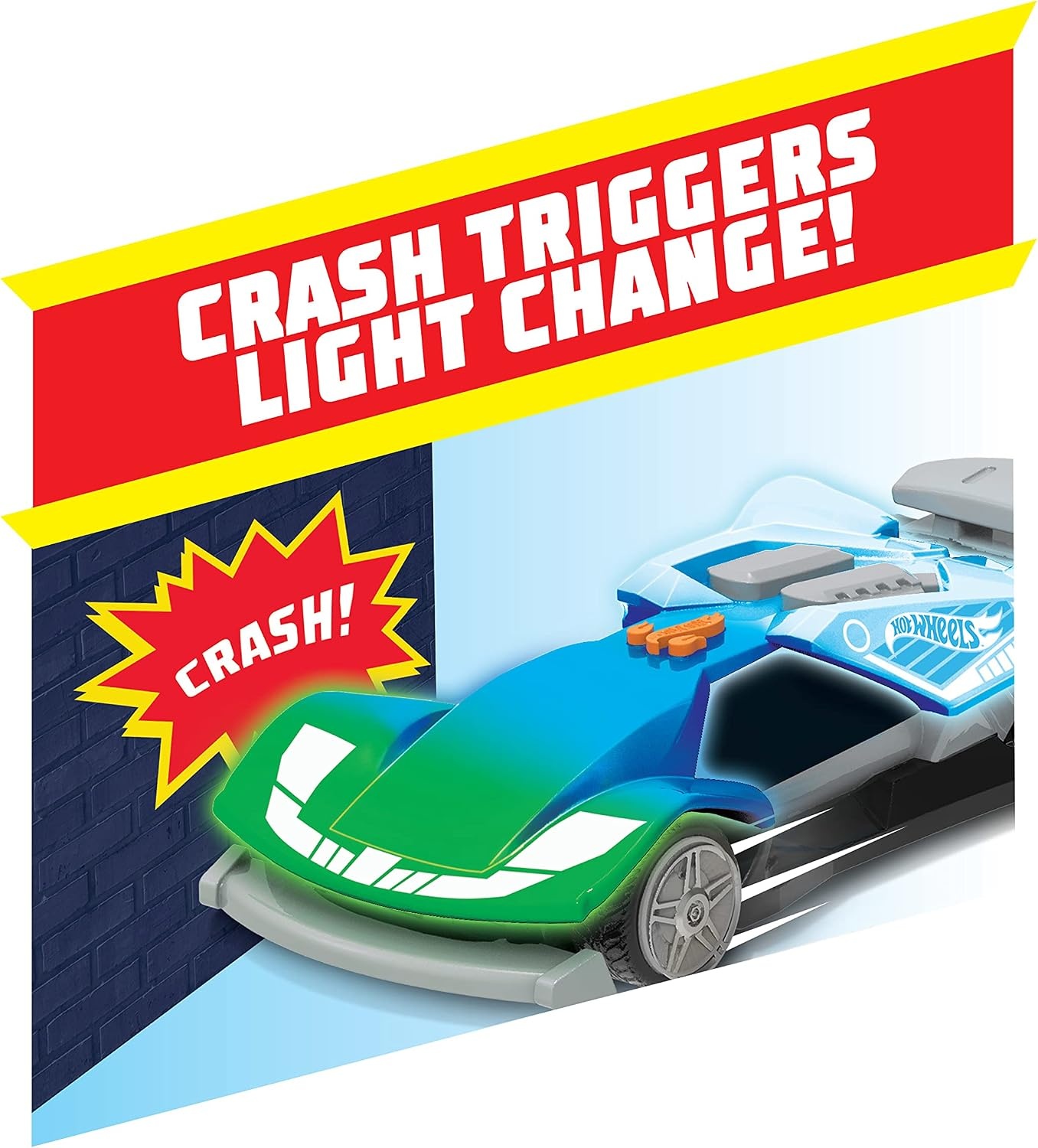 image:imageHot Wheels Color Crashers Cyber Speeder Vehicle 10Inch Blue Motorized Toy Car with Lights and Realistic Racing Sounds Kids Toys for Ages 3 Up by Just PlayBlue