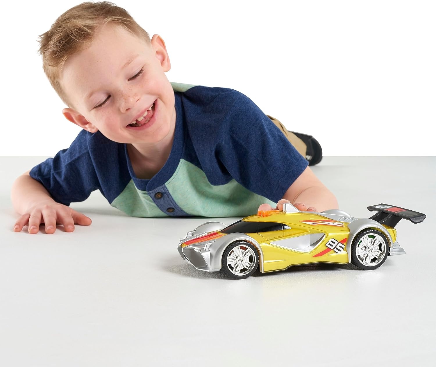 image:imageHot Wheels Color Crashers Cyber Speeder Vehicle 10Inch Blue Motorized Toy Car with Lights and Realistic Racing Sounds Kids Toys for Ages 3 Up by Just PlayYellow