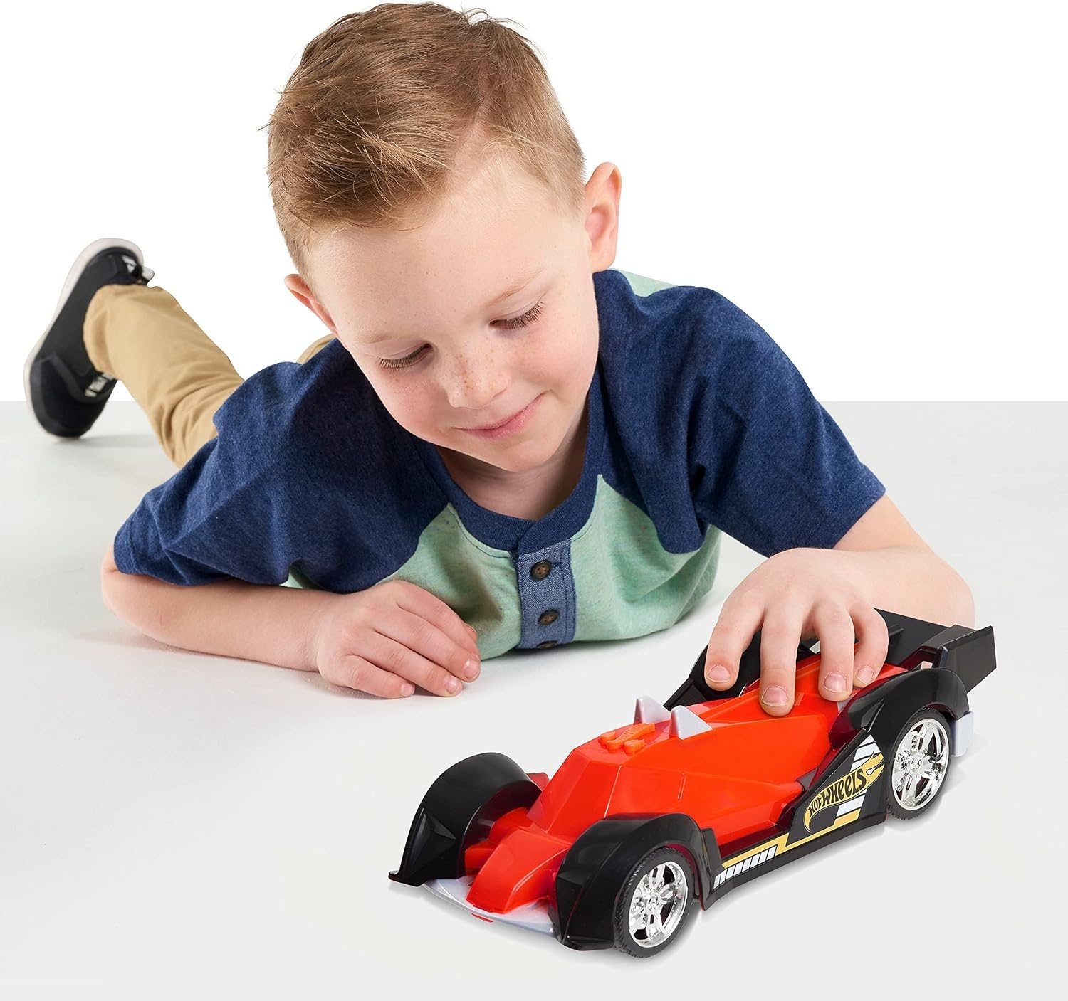 image:imageHot Wheels Color Crashers Cyber Speeder Vehicle 10Inch Blue Motorized Toy Car with Lights and Realistic Racing Sounds Kids Toys for Ages 3 Up by Just PlayRed