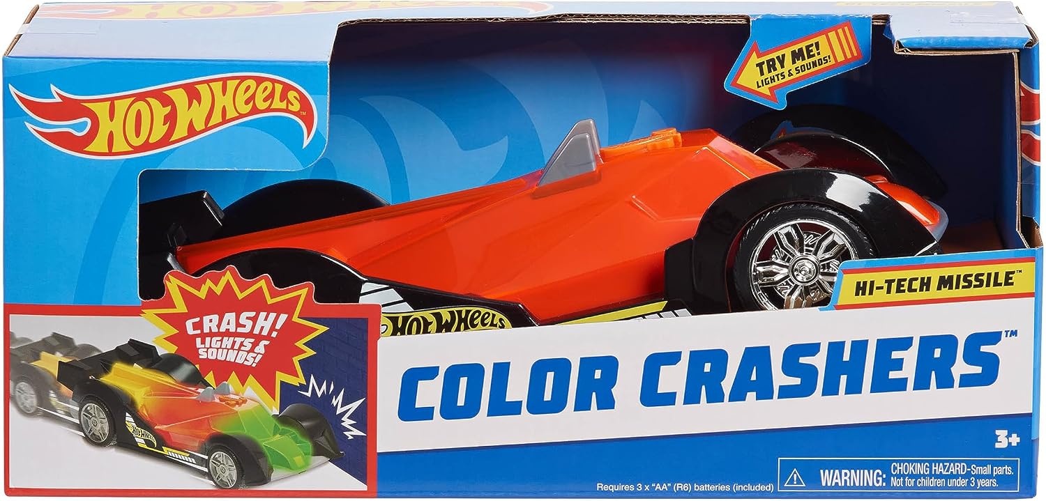 image:imageHot Wheels Color Crashers Cyber Speeder Vehicle 10Inch Blue Motorized Toy Car with Lights and Realistic Racing Sounds Kids Toys for Ages 3 Up by Just PlayRed