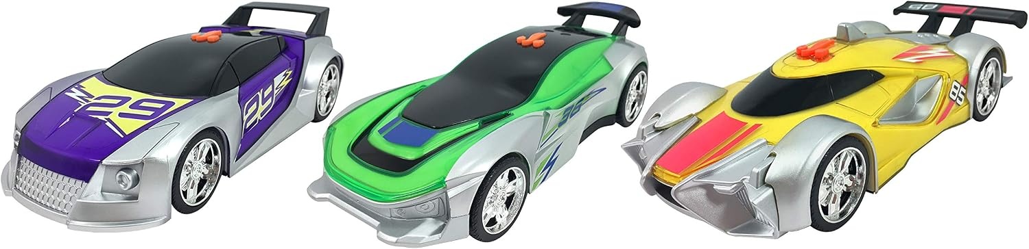 image:imageHot Wheels Color Crashers Cyber Speeder Vehicle 10Inch Blue Motorized Toy Car with Lights and Realistic Racing Sounds Kids Toys for Ages 3 Up by Just PlayYellow