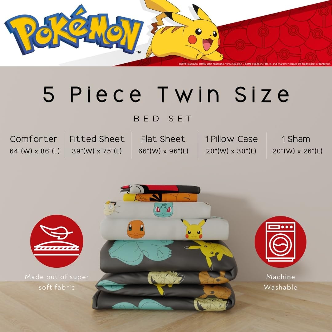 image:imageHot Wheels Girls Kids Bedding Super Soft Comforter and Sheet Set with Sham 5 Piece Twin Size Officially Licensed Product By FrancoPokemon Color Lines