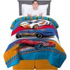 image:imageFranco Kids Bedding Super Soft Sheet Set 4 Piece Full Size Hot WheelsBlue  White