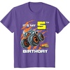 image:imageKids Hot Wheels Monster Trucks  Its My 5th Birthday TShirtPurple Heather