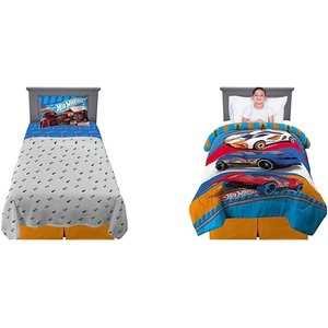 image:imageFranco Kids Bedding Super Soft Sheet Set 4 Piece Full Size Hot WheelsBlue  White