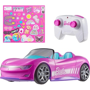 image:imageHot Wheels Barbie RC Toy Car RemoteControl Pink Convertible Can Hold 2 Barbie Fashion Dolls amp Trunk Opens for Storage Sticker Sheet for CustomizingConvertible