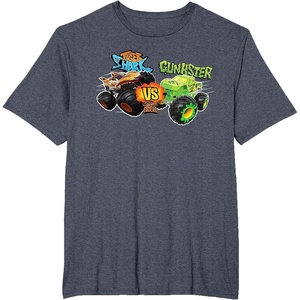 image:imageHot Wheels Monster Trucks  Tiger Shark vs Gunkster TShirtHeather Blue