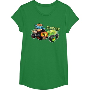image:imageHot Wheels Monster Trucks  Tiger Shark vs Gunkster TShirtKelly Green