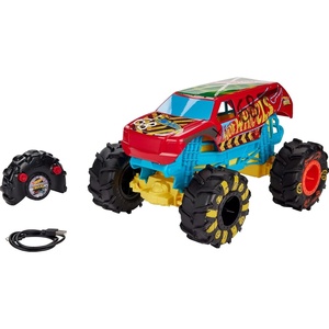 image:imageHot Wheels Monster Trucks RC Toy RemoteControl Transforming Rhinomite in 112 Scale amp 164 Scale Race Ace Converts into Launcher Connects to TrackDemo Derby