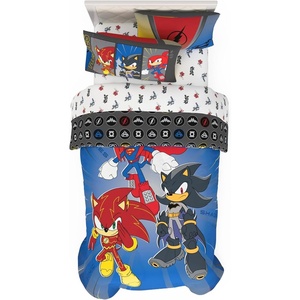 image:imageHot Wheels Race Track 4 Piece Toddler Bed Set  Super Soft amp Cozy Reversible Microfiber Comforter and Sheets Officially Licensed Product by FrancoDC X Sonic the Hedgehog