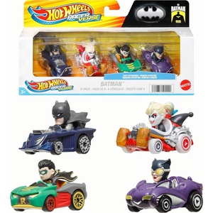 image:imageHot Wheels RacerVerse Set of 4 DieCars 164 Scale Toy Cars Optimized for Driving on Tracks with Pop Culture Characters as DriversBatman DC