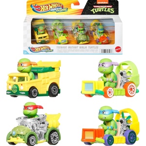 image:imageHot Wheels RacerVerse Set of 4 DieCars 164 Scale Toy Cars Optimized for Driving on Tracks with Pop Culture Characters as DriversTeenage Mutant Ninja Turtles