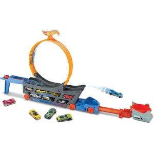 image:imageHot Wheels Transporter Truck Mobile Playset Large Loop Collapsible Launcher Room for 18 DieCast 116 Vehicles Ages 3 and UpMulticolor