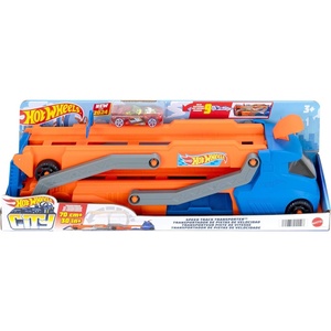 image:imageHot Wheels Transporter Truck Mobile Playset Large Loop Collapsible Launcher Room for 18 DieCast 116 Vehicles Ages 3 and UpMulticolour