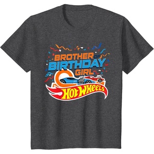 image:imageKids Hot Wheels Birthday Confetti Brother of Birthday Girl TShirtDark Heather Grey
