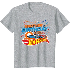image:imageKids Hot Wheels Birthday Confetti Brother of Birthday Girl TShirtHeather Grey