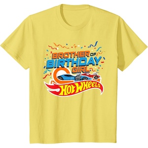 image:imageKids Hot Wheels Birthday Confetti Brother of Birthday Girl TShirtLemon Yellow