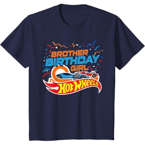 image:imageKids Hot Wheels Birthday Confetti Brother of Birthday Girl TShirtNavy Blue