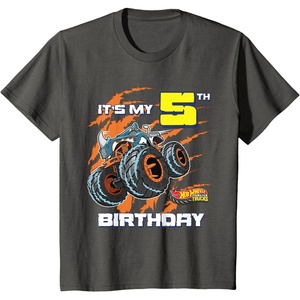 image:imageKids Hot Wheels Monster Trucks  Its My 5th Birthday TShirtAsphalt Grey