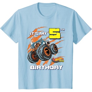 image:imageKids Hot Wheels Monster Trucks  Its My 5th Birthday TShirtBaby Blue