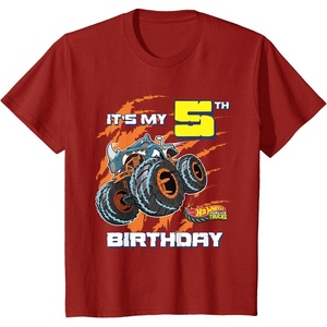 image:imageKids Hot Wheels Monster Trucks  Its My 5th Birthday TShirtCranberry Red