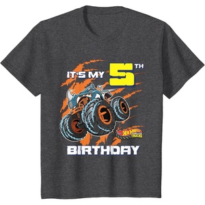 image:imageKids Hot Wheels Monster Trucks  Its My 5th Birthday TShirtDark Heather Grey