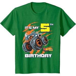 image:imageKids Hot Wheels Monster Trucks  Its My 5th Birthday TShirtKelly Green